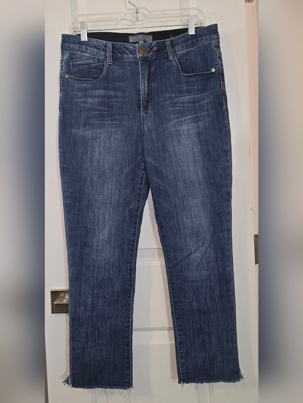 Wit & Wisdom Raw Hem Straight Crop Jeans Women's Size 10 Stretch Denim